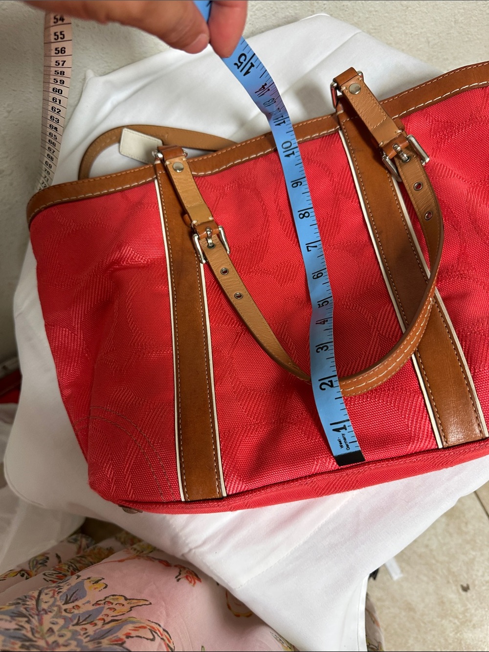Coach Red Tote with Brown Leather Trim - Picture 16 of 16